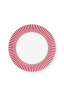 Pip Studio Royal stripes talíř Ø26,5cm, bílo-tmavě růžový (talíř tenkostěnného porcelánu)