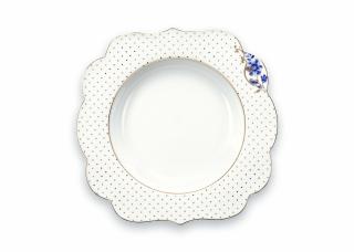 Pip Studio Royal White hluboký talíř Ø23,5cm, bílý (Hluboký porcelánový talíř)