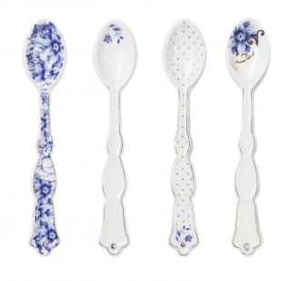 Pip Studio Royal White set 4 porcelánových  lžiček, dárkové balení (set 4 porcelánových lžiček)