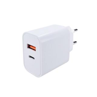 Adaptér do zásuvky pro nabíječku USB C + USB A, rychlé nabíjení, 20 W