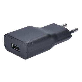 Černý adaptér do zásuvky pro nabíječku telefonů a jiných el. zařízení, USB port, 230V / 5V