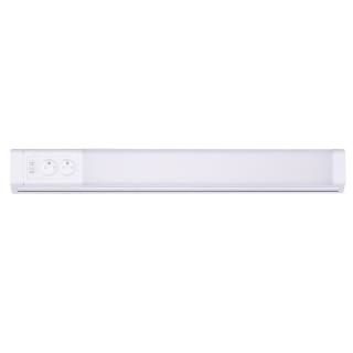 LED lineární osvětlení pod kuchyňskou linku rohové, 2x zásuvka, vypínač, háčky, 230V / 10 W, 51 cm