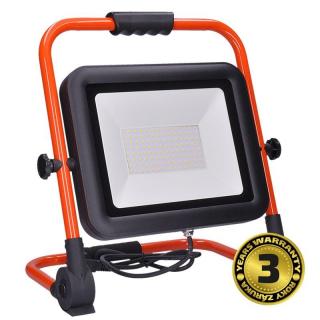 Pracovní LED reflektor 100W s nastavitelným stojanem, kabel do zásuvky 230V, oranžová / černá