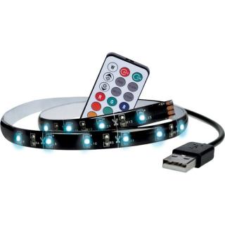 Svítící LED pásek za televizi, dálkové ovládání, změna barvy, napájení z USB, 2x50 cm