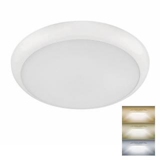 Venkovní svítidlo kulaté nástěnné / stropní s čidlem LED, bílé, nastavitelná teplota světla, průměr 33 cm