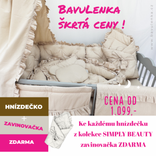 SIMPLY BEAUTY Hnízdečko + zavinovačka ZDARMA (béžová) volánky: 1. bez volánků