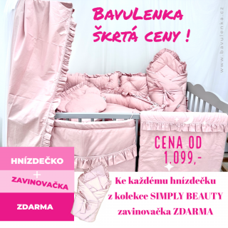 SIMPLY BEAUTY Hnízdečko + zavinovačka ZDARMA (růžová) volánky: 1. bez volánků