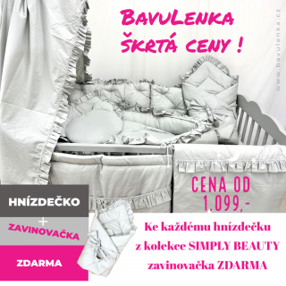 SIMPLY BEAUTY Hnízdečko + zavinovačka ZDARMA (šedá) volánky: 1. bez volánků