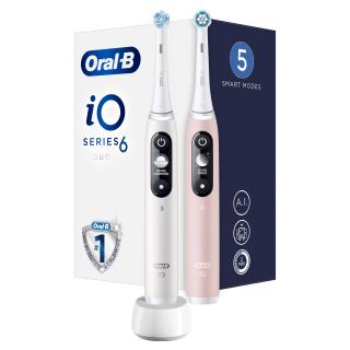 Oral-B iO Series 6 DUO White/Pink elektrický zubní kartáček 2ks  + Druhá nabíječka ZDARMA