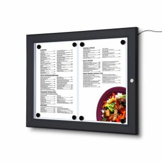 Černá MENU vitrina s LED osvětlením Formát: 2 x A4