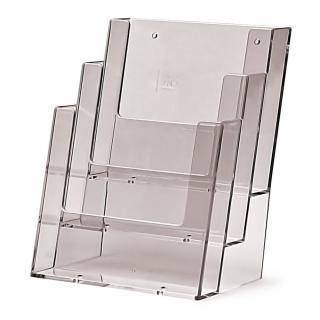 Plexi stojánek na letáky 3 kapsy za sebou pro formát A4, (1/3A4) nebo A5 , 1 ks/bal Velikost / formát: A5 (148 x 210 mm), Počet kapes: 3 kapsy