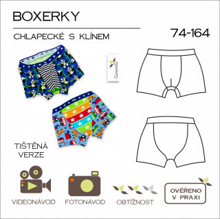 Tištěný střih Caramilla - Chlapecké boxerky s klínem 74-164