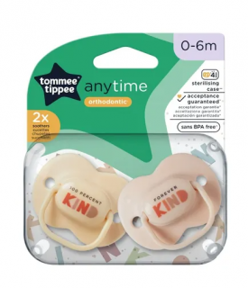 Tommee Tippee Dudlík CTN silikon AnyTime 0-6m 2 ks Barva: béžová