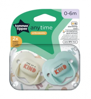 Tommee Tippee Dudlík CTN silikon AnyTime 0-6m 2 ks Barva: modrý