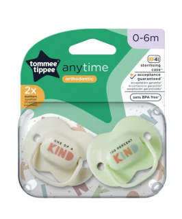 Tommee Tippee Dudlík CTN silikon AnyTime 0-6m 2 ks Barva: zelený