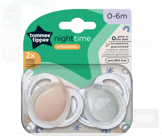 Tommee Tippee Dudlík Night-time 0-6m 2 ks Barva: béžová