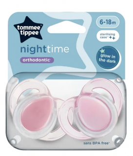 Tommee Tippee Dudlík Night-time 18-36m 2 ks Barva: růžová