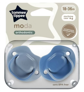 Tommee Tippee - Dudlík silikon Moda 2ks 18-36m Barva: Modrá