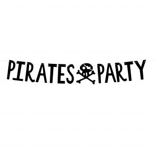 Banner Pirates Party černý s lebkou 14x100 cm