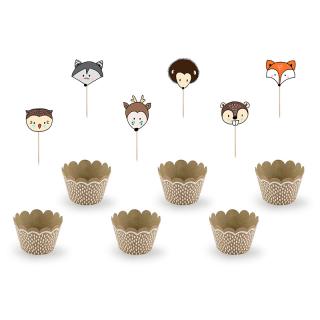 Cupcake set košíčku a zápichů Lesní svět, 6 ks