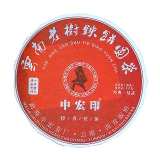 Solia 2009 Laoshu Tiecaoyuan Yiwu Zhangtun tmavý puerh koláč 357g