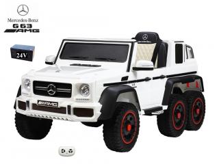 Mercedes G63 AMG s 2,4G, 6 kolový, 24V, jednomístný, bílý