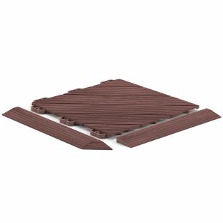 Mahagonová plastová perforovaná dlaždice HESTRA Deck 45 31,6 x 31,6 cm