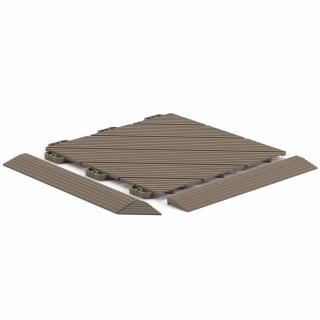 Světle hnědá plastová perforovaná dlaždice HESTRA Deck 45 31,6 x 31,6 cm