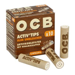 Cigaretové filtry OCB Virgin Activ Tips Slim 7mm, charcoal