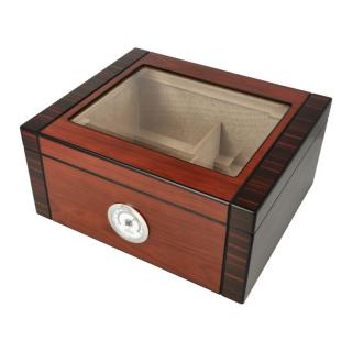 Humidor na doutníky červenohnědý prosklený 25D, 26x22x12cm