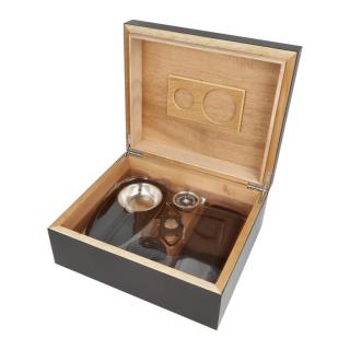 Humidor na doutníky SET 25, černý, 26x22,5x10,5cm