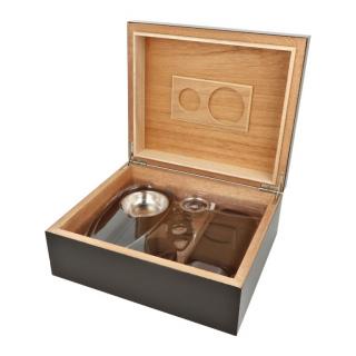 Humidor na doutníky SET 25D, black, 26x22x11cm