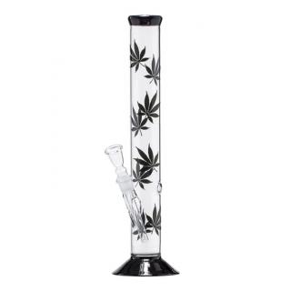 Skleněný bong Multi Leaf black straight 42cm