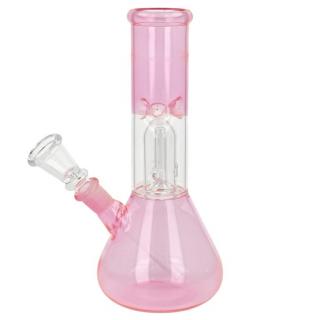 Skleněný bong s perkolací Super Heroes Transparent Pink, 22cm