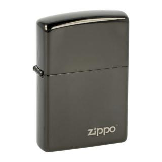 Zapalovač Zippo Ebony Logo, lesklý