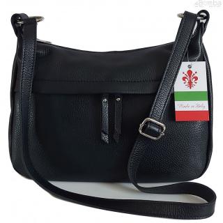 Kožená crossbody kabelka Vera Pelle DLK4 Barva: černá