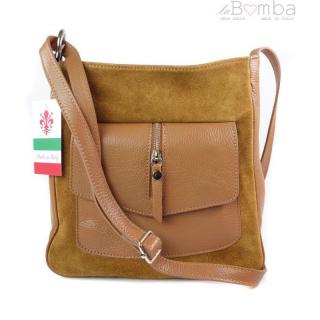 Kožená crossbody kabelka Vera Pelle VP1313 Barva: hnědá