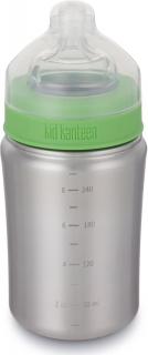 Dětská nerezová lahev Klean Kanteen Baby Bottle Medium Flow Nipple - brushed stainless 266 ml