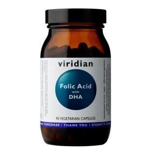 Viridian Folic Acid with DHA 90 kapslí (Kyselina listová a DHA)