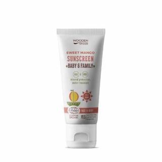 Wooden Spoon Opalovací tělové mléko Mango Baby & Family SPF50 100 ml