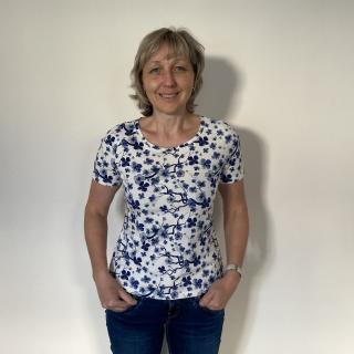 Dámské tričko s krátkým rukávem - modrá třešeň Velikost: XL