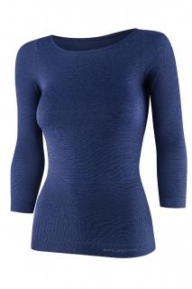 BRUBECK DÁMSKÉ TRIČKO S 3/4 RUKÁVEM COMFORT MERINO LS1628W Barva: Tmavě modrá, Velikost: M