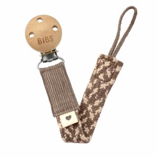 BIBS Paci Braid klip na dudlík / Dark Oak + Vanilla