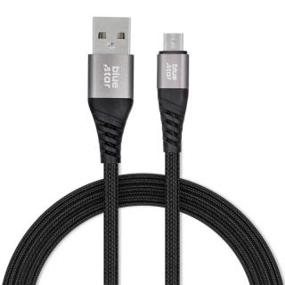 Blue Star pletený kabel Micro USB 2A černý