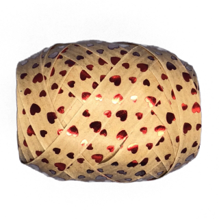 Dárková vázací stuha NATURO - RED HEARTS 10 mm x 10 m (Dárková vázací papír/polypropylen, stuha, potisk červené srdce)