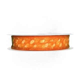 Stuha organzová FLASHLIGHT ORANGE 1,5 cm x 3,5 m (4,30 Kč/m) (Stuha oranžová organzová, oboustranná, obšité okraje )