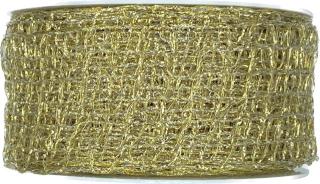 Stuha OUTDOOR WATERPROOF GOLD NET 40mm x 10m ( 8,- Kč/m) (Stuha venkovní, zlatá, lesklá, oboustranná)