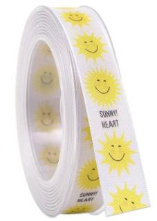 Stuha taftová SUNNY HEART 25 mm x 2,5 m (6,80 Kč/m) (Stuha taftová, transparentní, oboulící, s vetkaným vlascem )