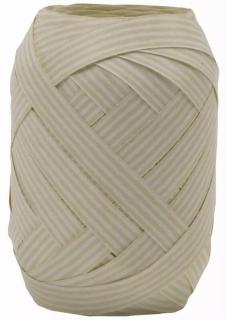 Stuha vázací RHODE ISLAND Cream 1cm x 20m (Stuha vázací polypropylénová, jednostranný potisk stříbrné pruhy)