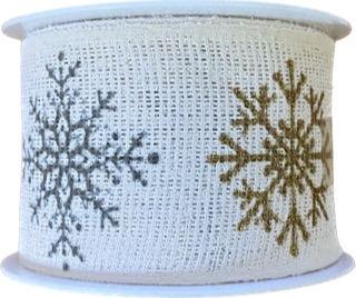 Vánoční bavlněná stuha SNOW ELEGANCE 40mm x 2m (Vánoční stuha bavlněná, jednostranný potisk)